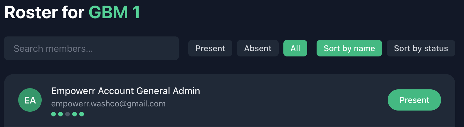 Attendance history preview